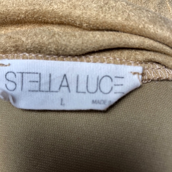 Stella Luce Camel Faux Suede Turtleneck Top - Picture 4 of 5